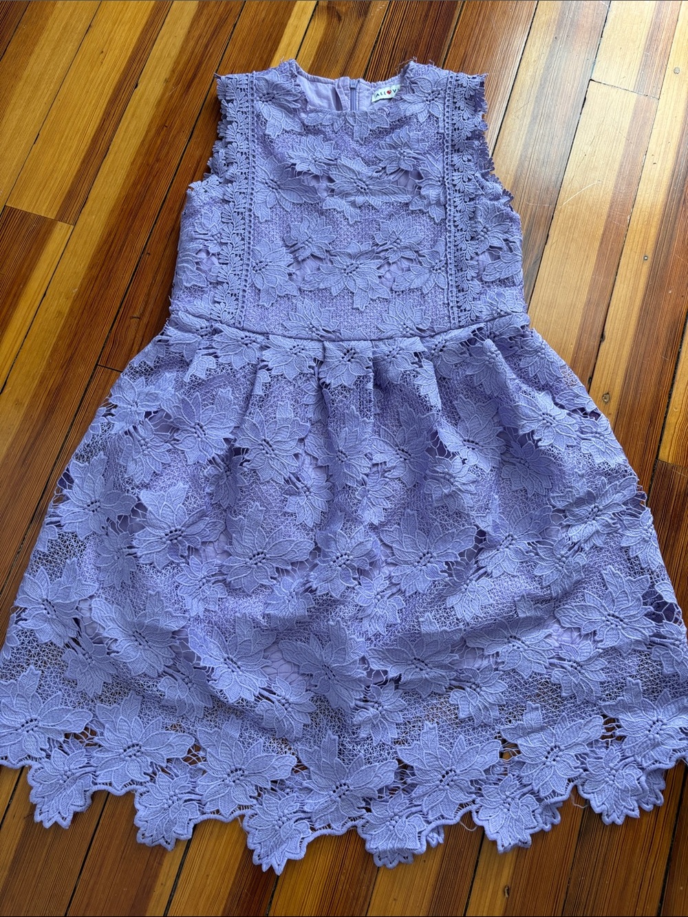 Girls Lilac Floral Lace Party Dress - Sleeveless Formal Dress